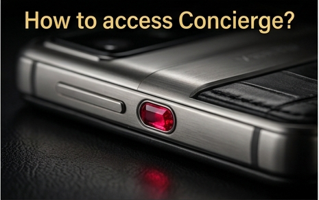 Vertu Quantum Flip Ruby Key for 24/7 Concierge service access.